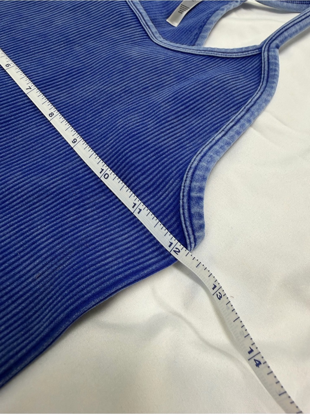 Zenana Outfitters Blue Ribbed Racerback Crop Tank Top - Picture 5 of 6